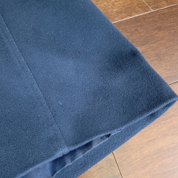 Via Spiga Women's Size 10 Navy Blue Felted 100% Wool Button-Up Belted Coat - Picture 10 of 13